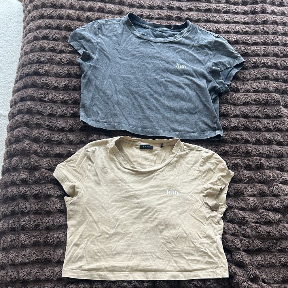 Kith Crop Tees in Grey and Beige